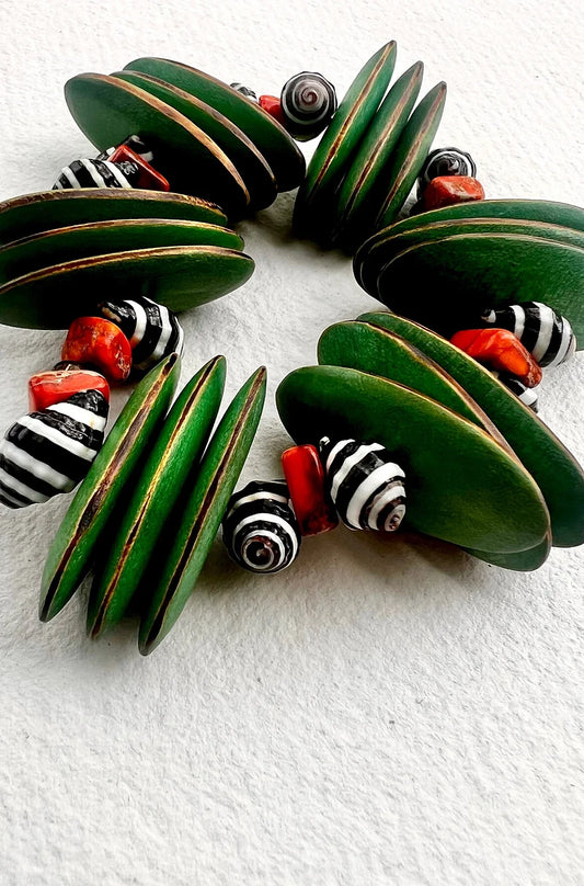 Abeni Statement Bracelet. Wood, Sea Shells.