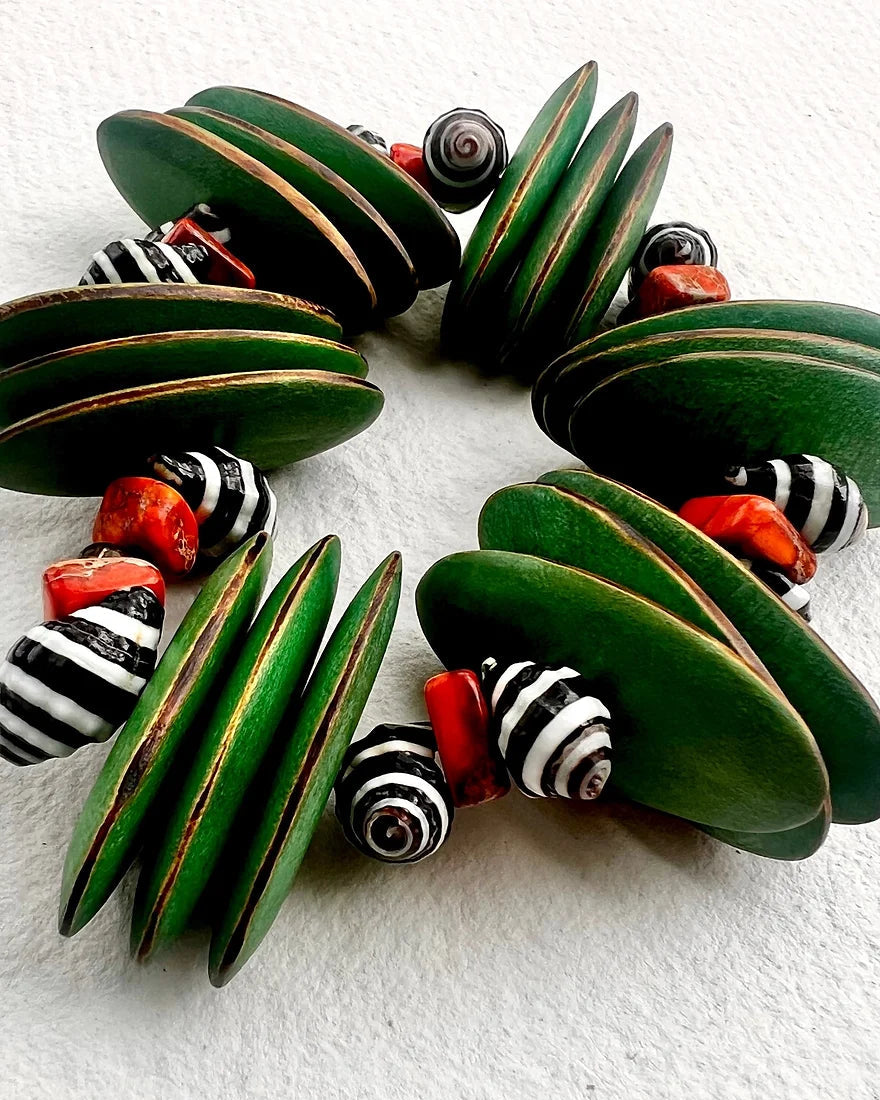 Abeni Statement Bracelet. Wood, Sea Shells.