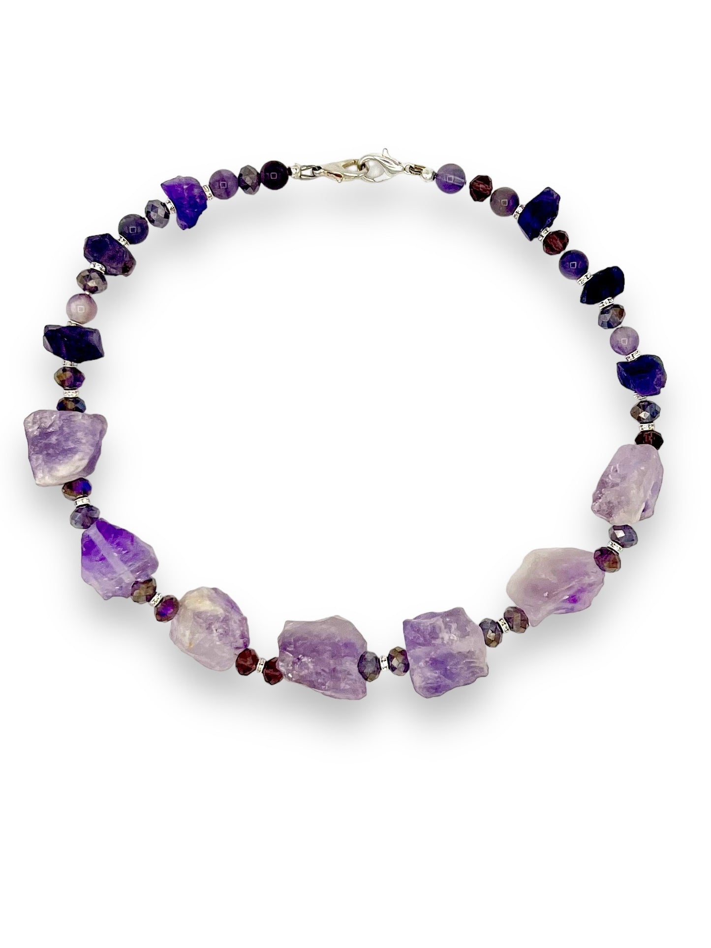 Amita Statement Necklace made with Raw Amethyst and Rhinestone