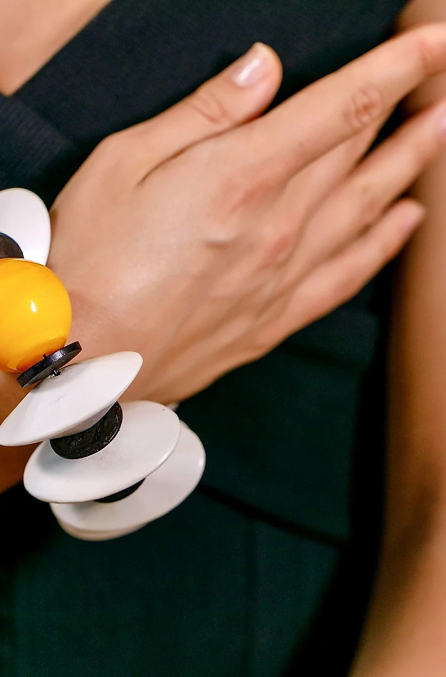 Nagi Statement Bracelet. Wood. Murano Glass