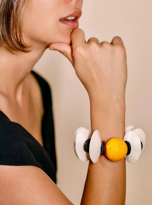 Nagi Statement Bracelet. Wood. Murano Glass