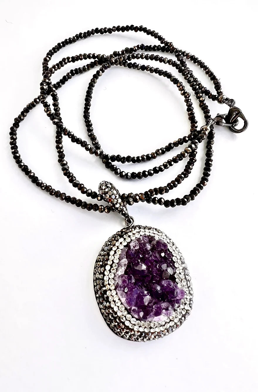 Lulli Short Necklace with Amethyst Druzy