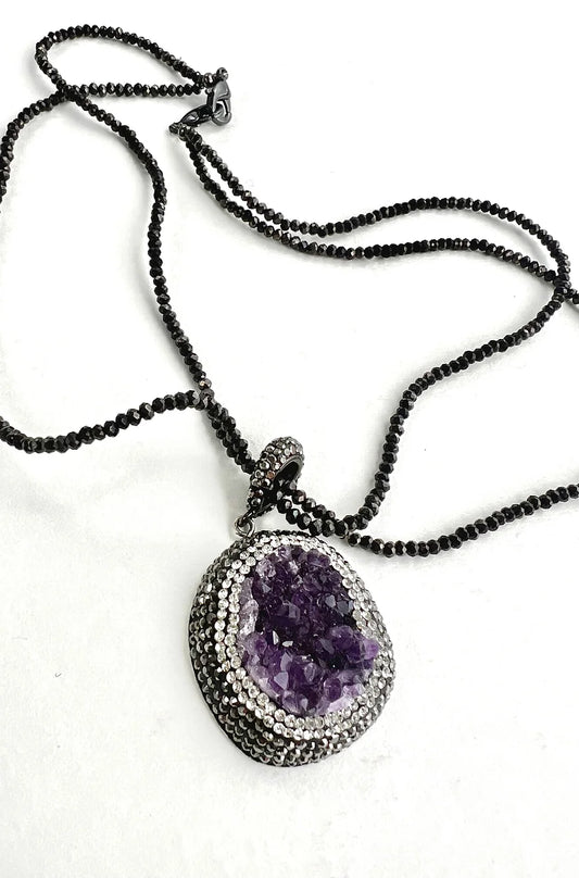 Lulli Short Necklace with Amethyst Druzy