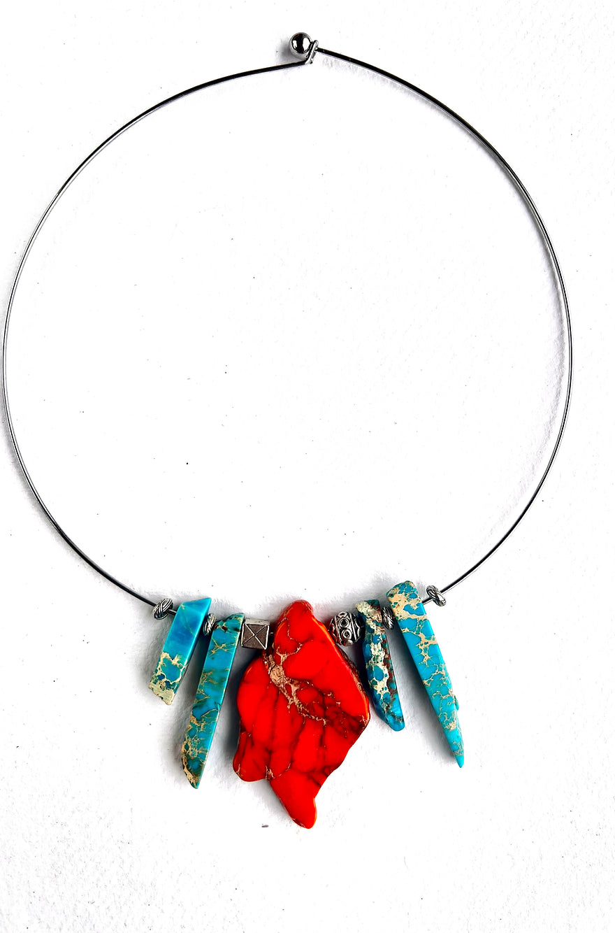 Sania Choker. Sea Sediment Jasper, silver beads.