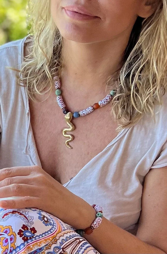 Zuna Necklace, Snake pendant