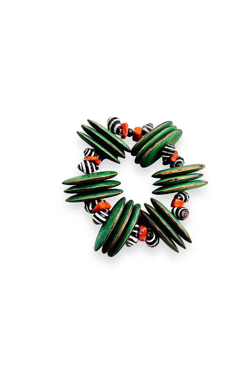 Abeni Statement Bracelet. Wood, Sea Shells.