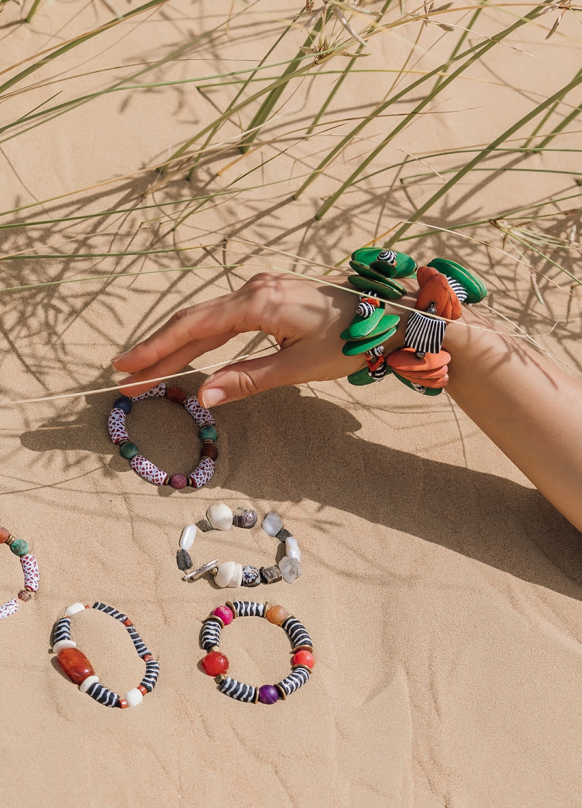 Abi Statement Bracelet. Wood and Sea shells.