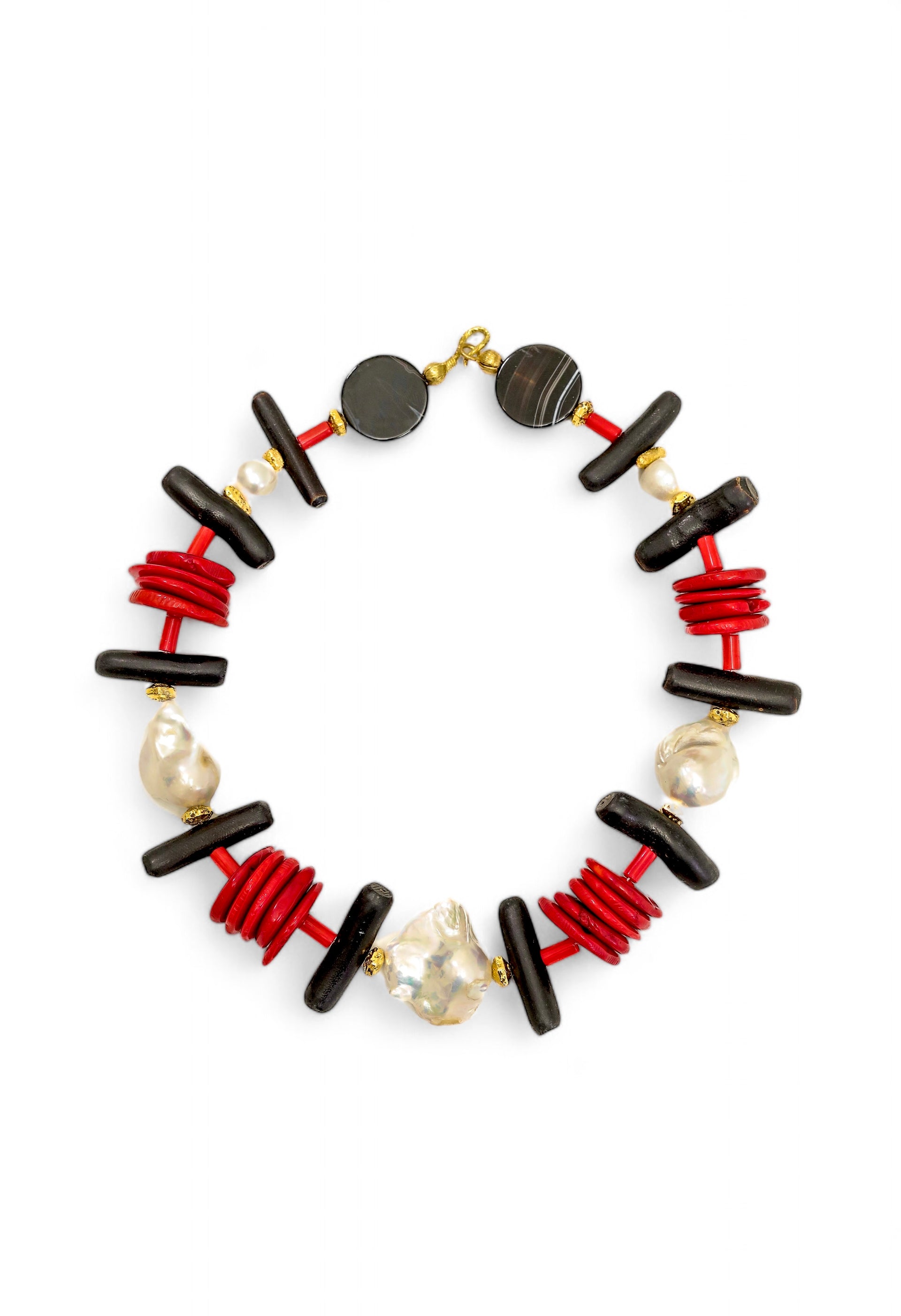 Chanchan  Statement Choker with Pearls  and Corals