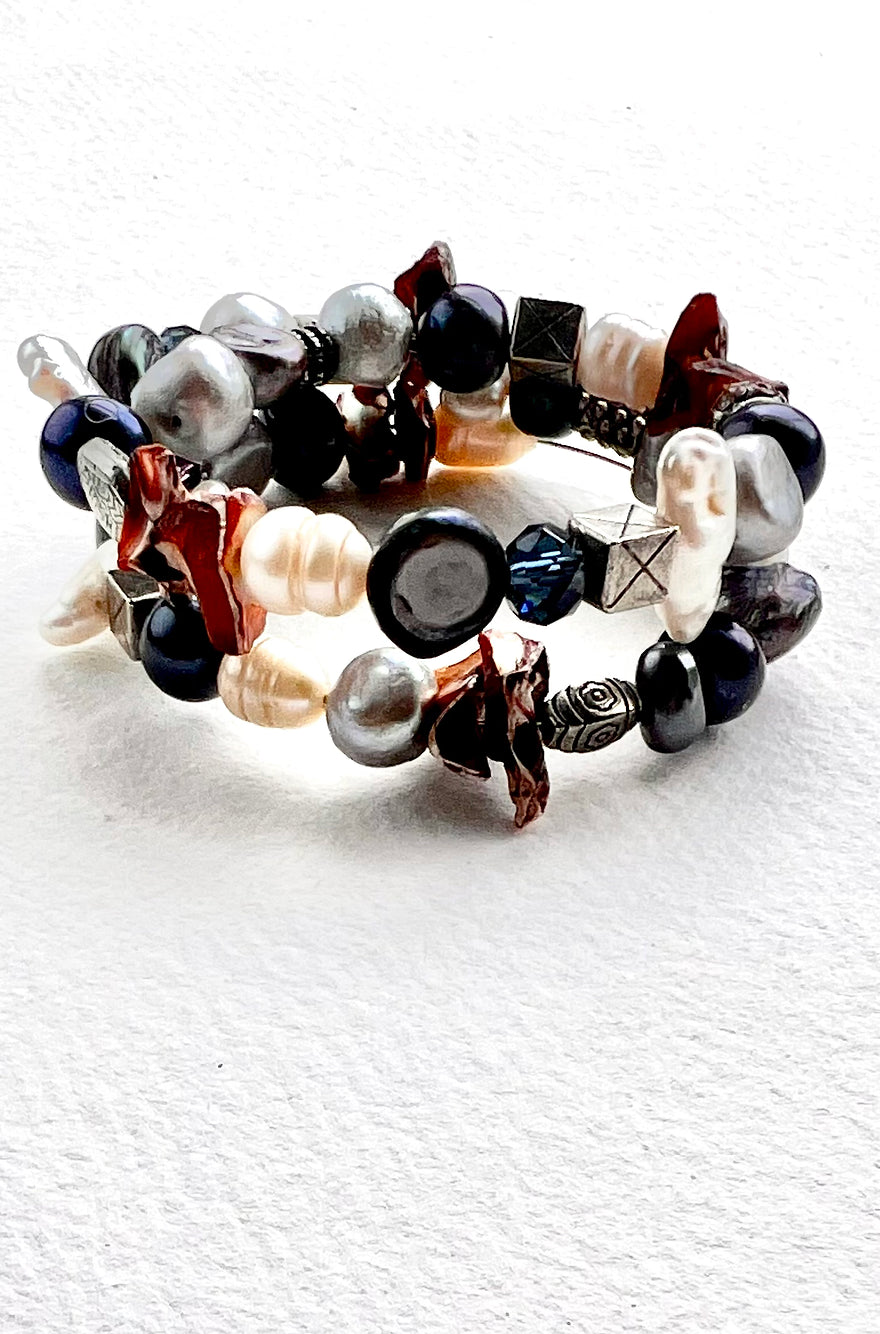 Mia Statement  Multicoloured Pearls Bracelet 